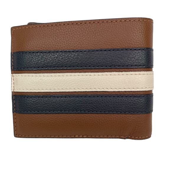 Coach Leather Wallet Men SLIM BILL VAR F26171 Saddle/Midnight Nvy Chalk - Picture 3 of 10